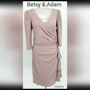 NWT Betsy & Adam Flirty Gittery Pink Fitted Metallic Mini Party Dress Size 6